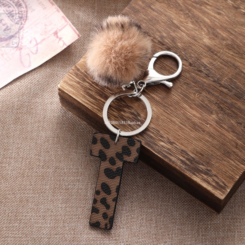 Fashion Leopard English Alphab – Monogram Keychain Leather recenzja i cena