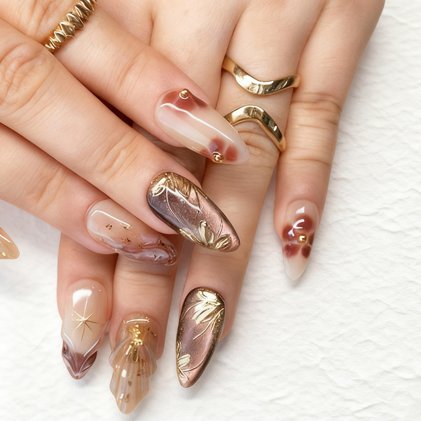 24pcs Flower False Nails Brown – Pressed Flower Art recenzja i cena