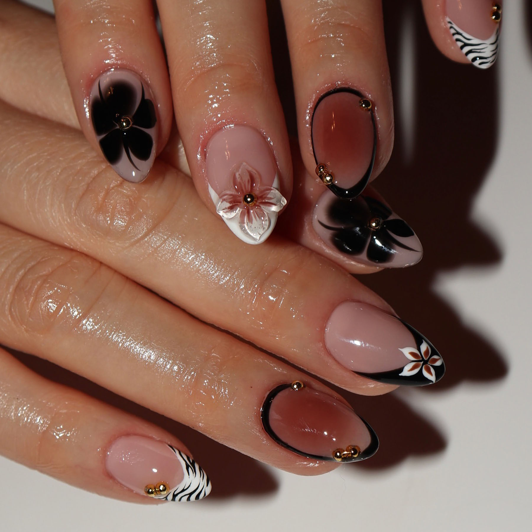 24pcs Flower False Nails Brown – Pressed Flower Art recenzja i cena