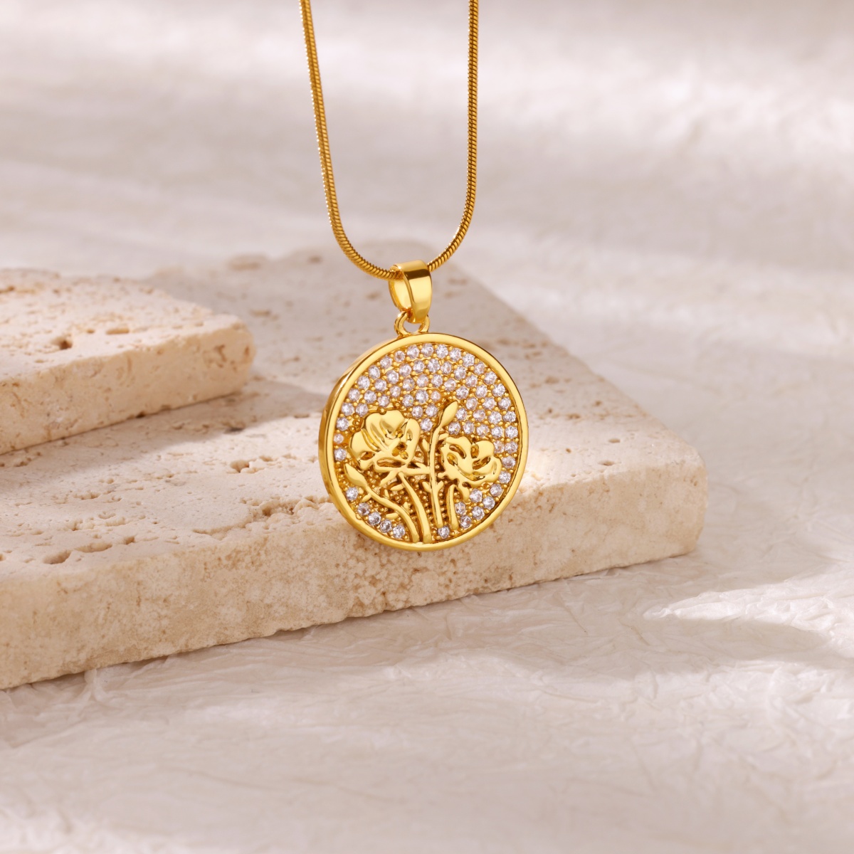 Zircon Flower Necklaces For Wo – Birth Flower Necklace recenzja i cena