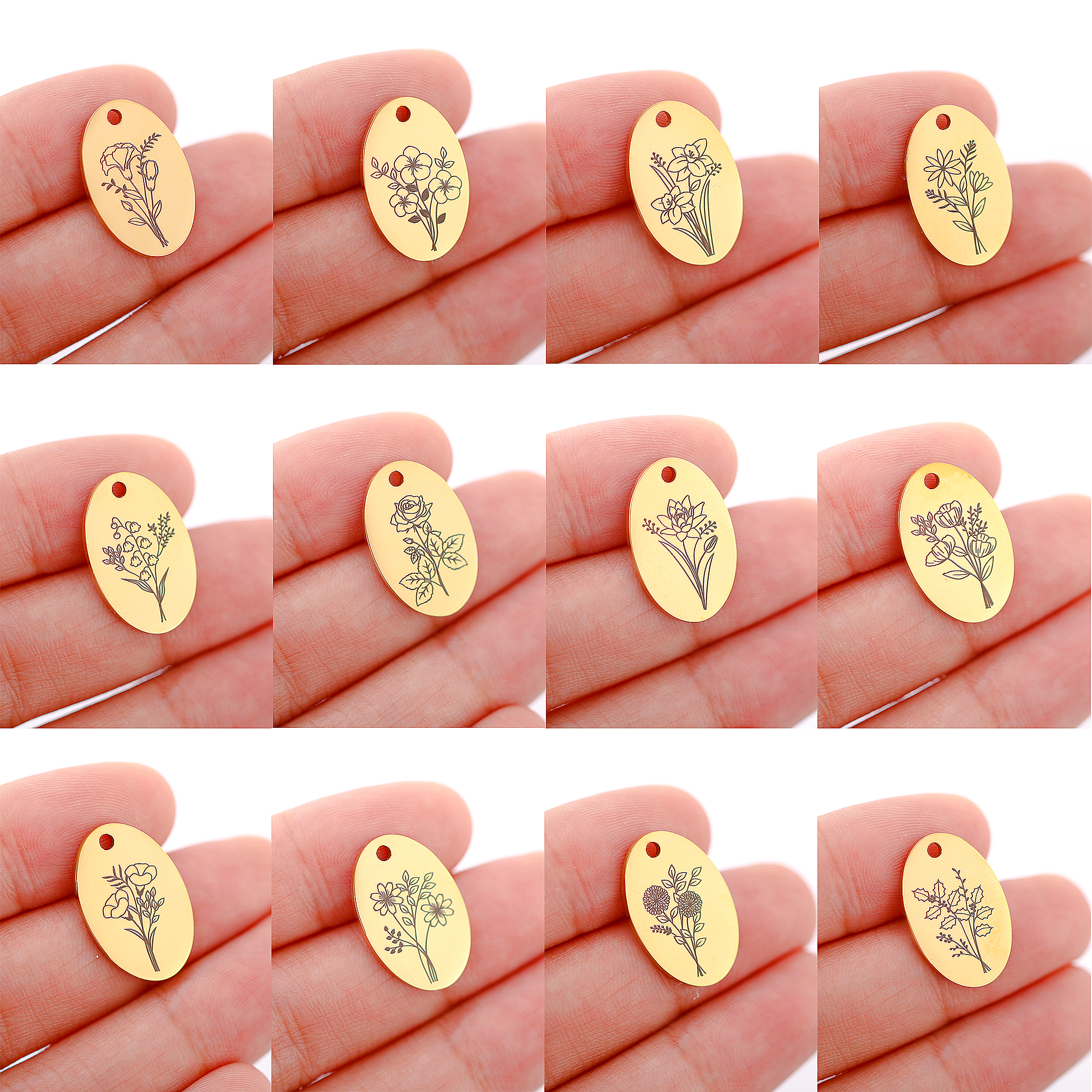 5Pcs Oval Birth Month Flower P – Birth Flower Necklace recenzja i cena
