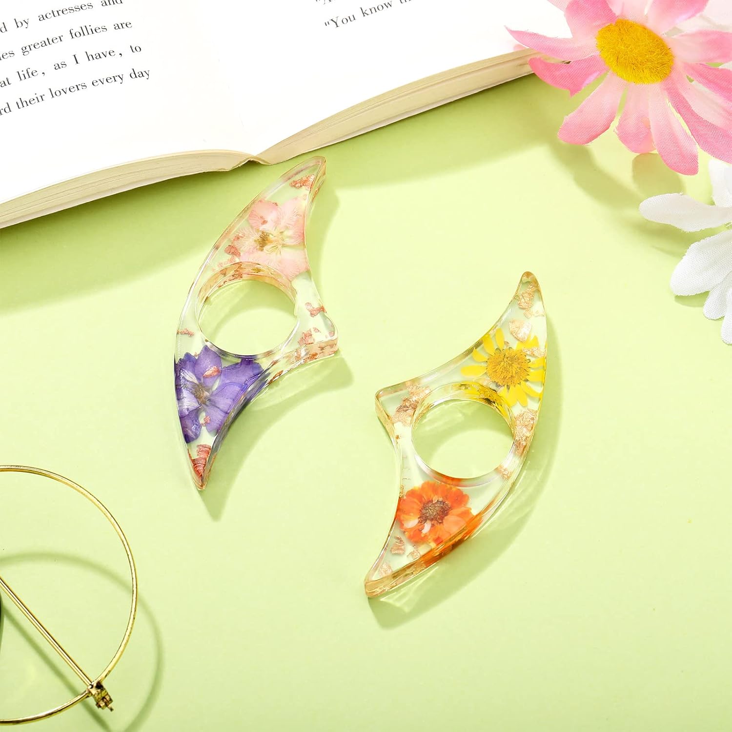 2 Pcs Dried Flower Resin Book  – Dried Flower Bookmark recenzja i cena