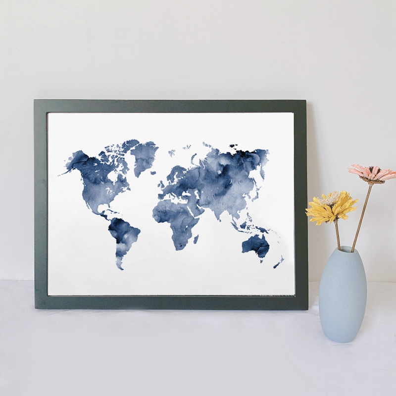 Blue World Map Print Navy Map  – Custom Star Map recenzja i cena