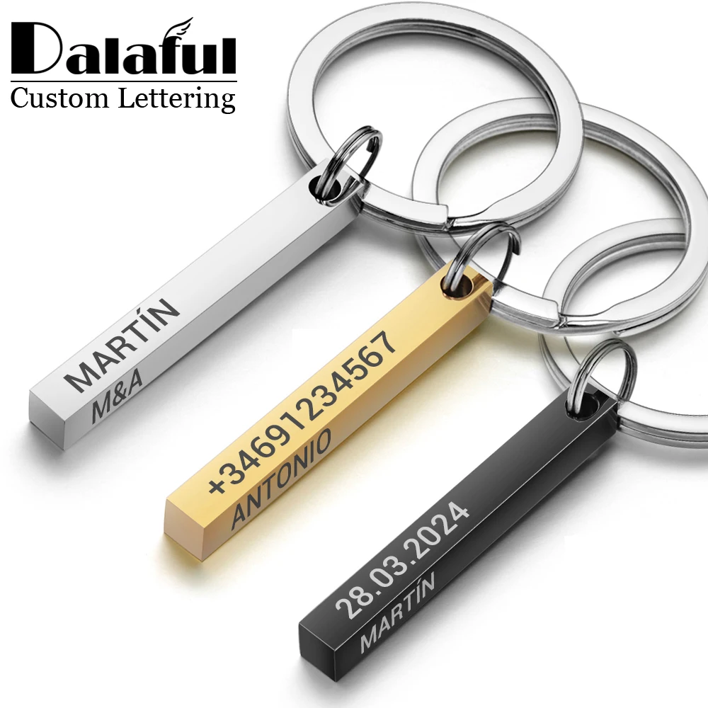 Personalized 3D Bar Keychain E – Initial Ring Custom recenzja i cena