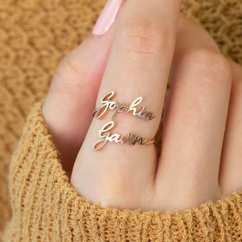 Custom Double Name Rings for W – Initial Ring Custom recenzja i cena