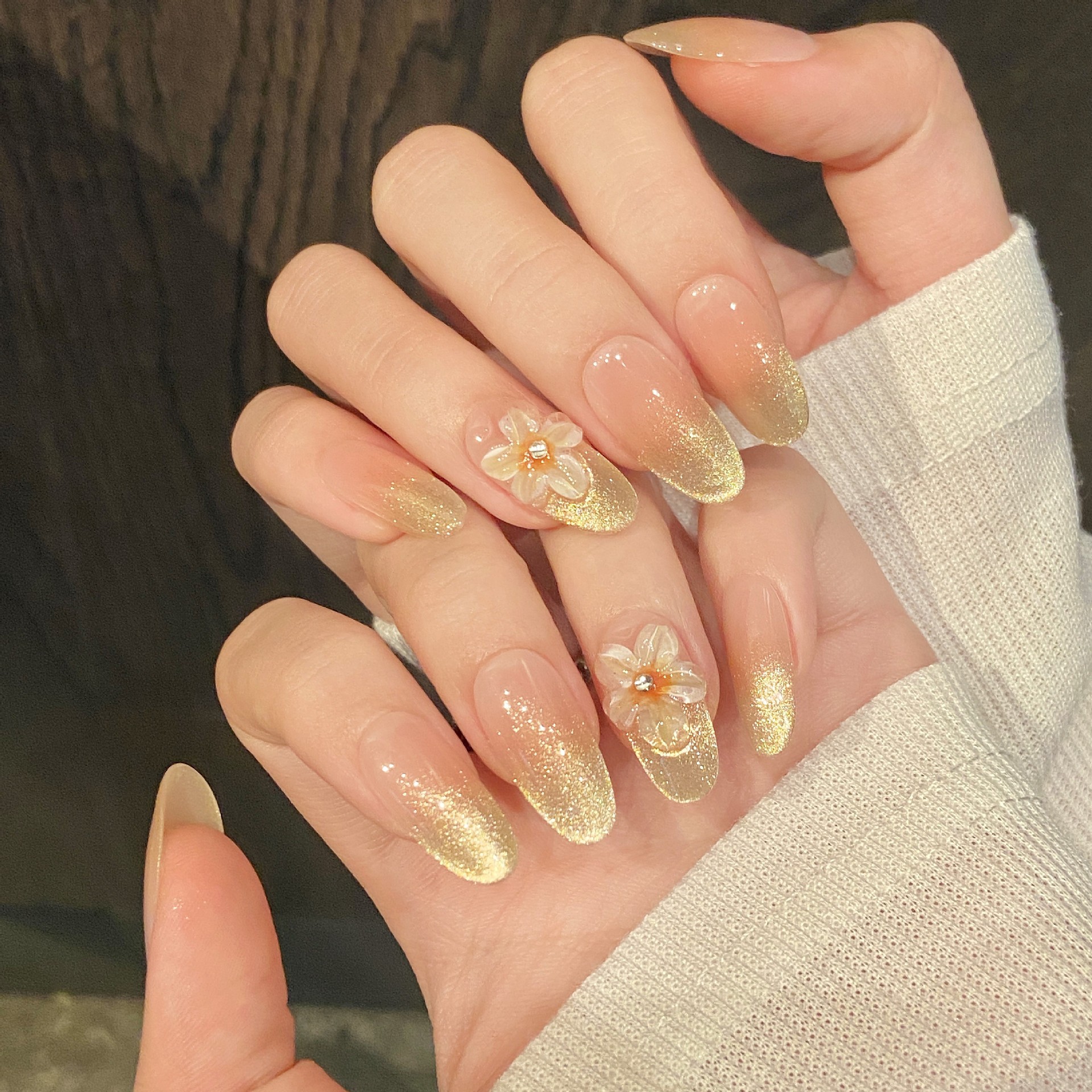 10pcs Handmade Press on Nails  – Pressed Flower Art recenzja i cena