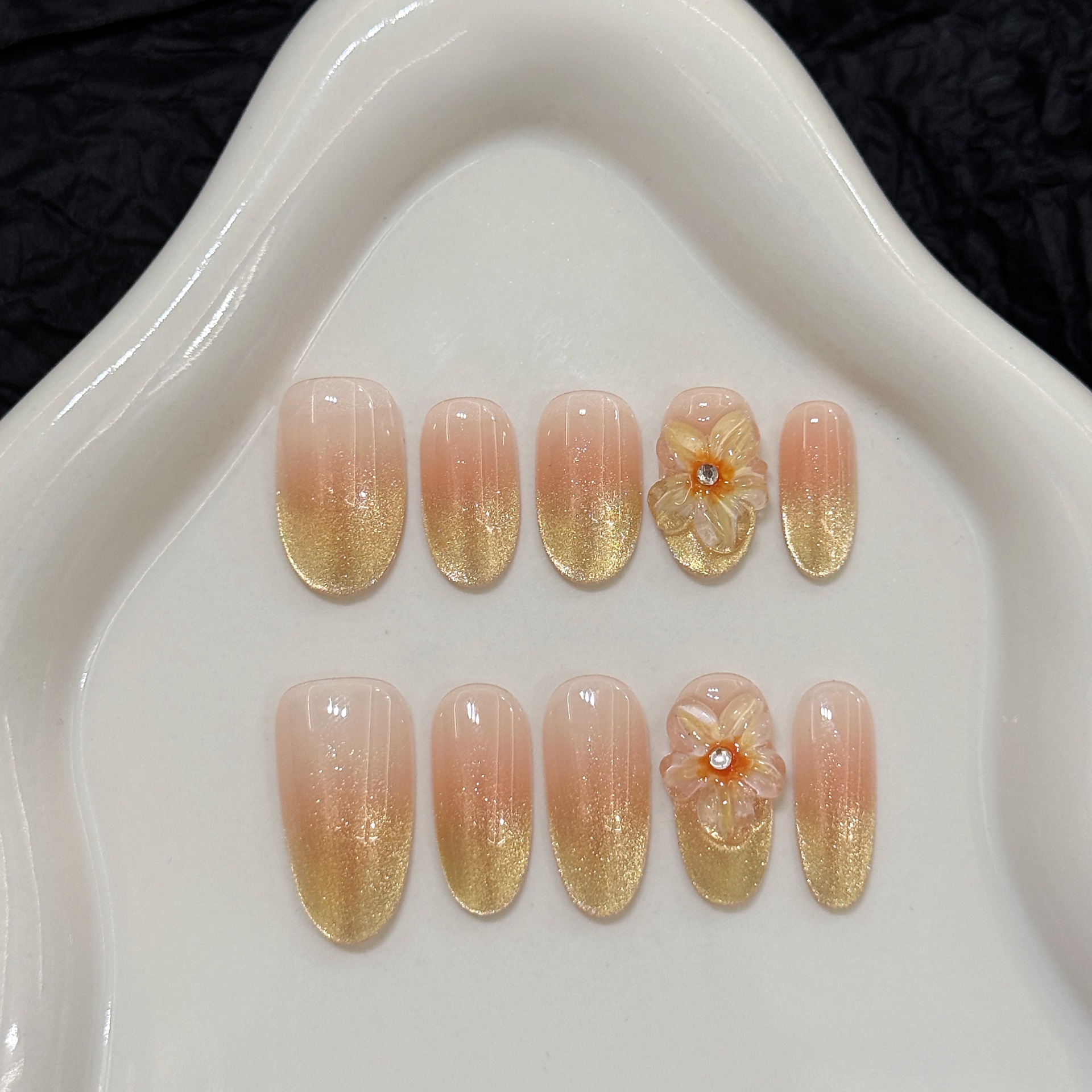 10pcs Handmade Press on Nails  – Pressed Flower Art recenzja i cena