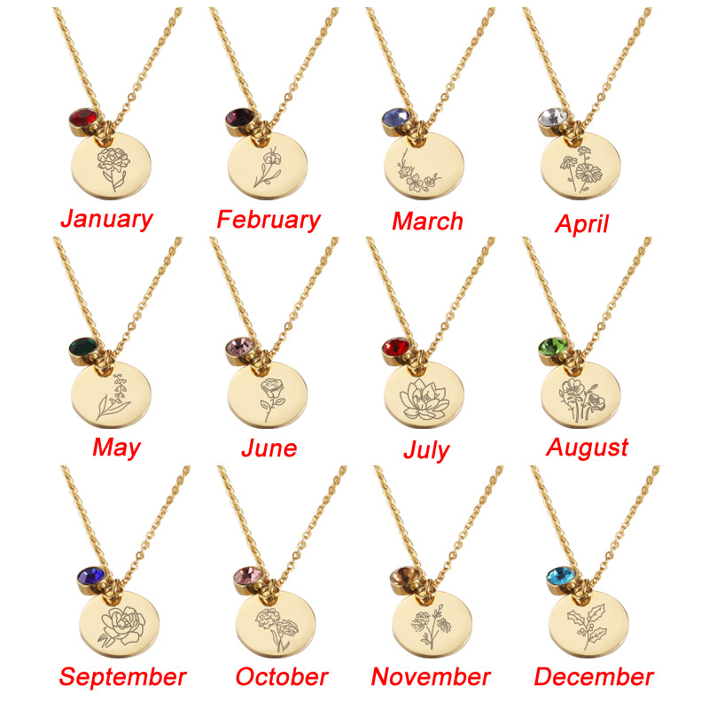 Crystal Birthstone Necklace fo – Birth Flower Necklace recenzja i cena
