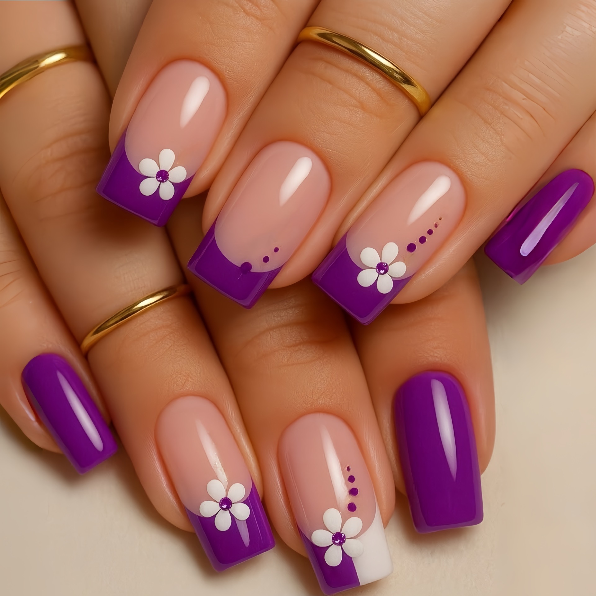 Medium square fake nails for w – Pressed Flower Art recenzja i cena