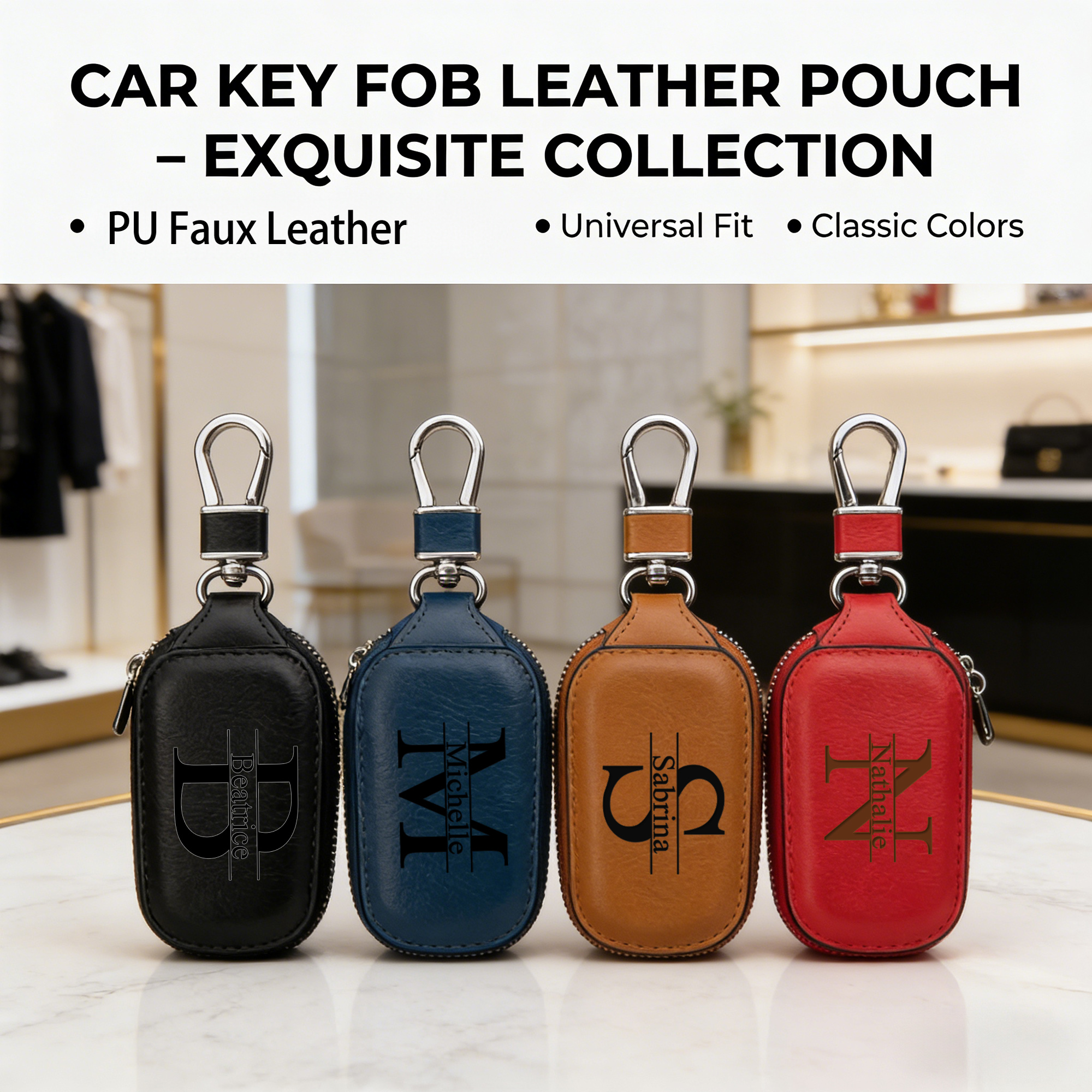 Personalized Custom Zipper Key – Monogram Keychain Leather recenzja i cena