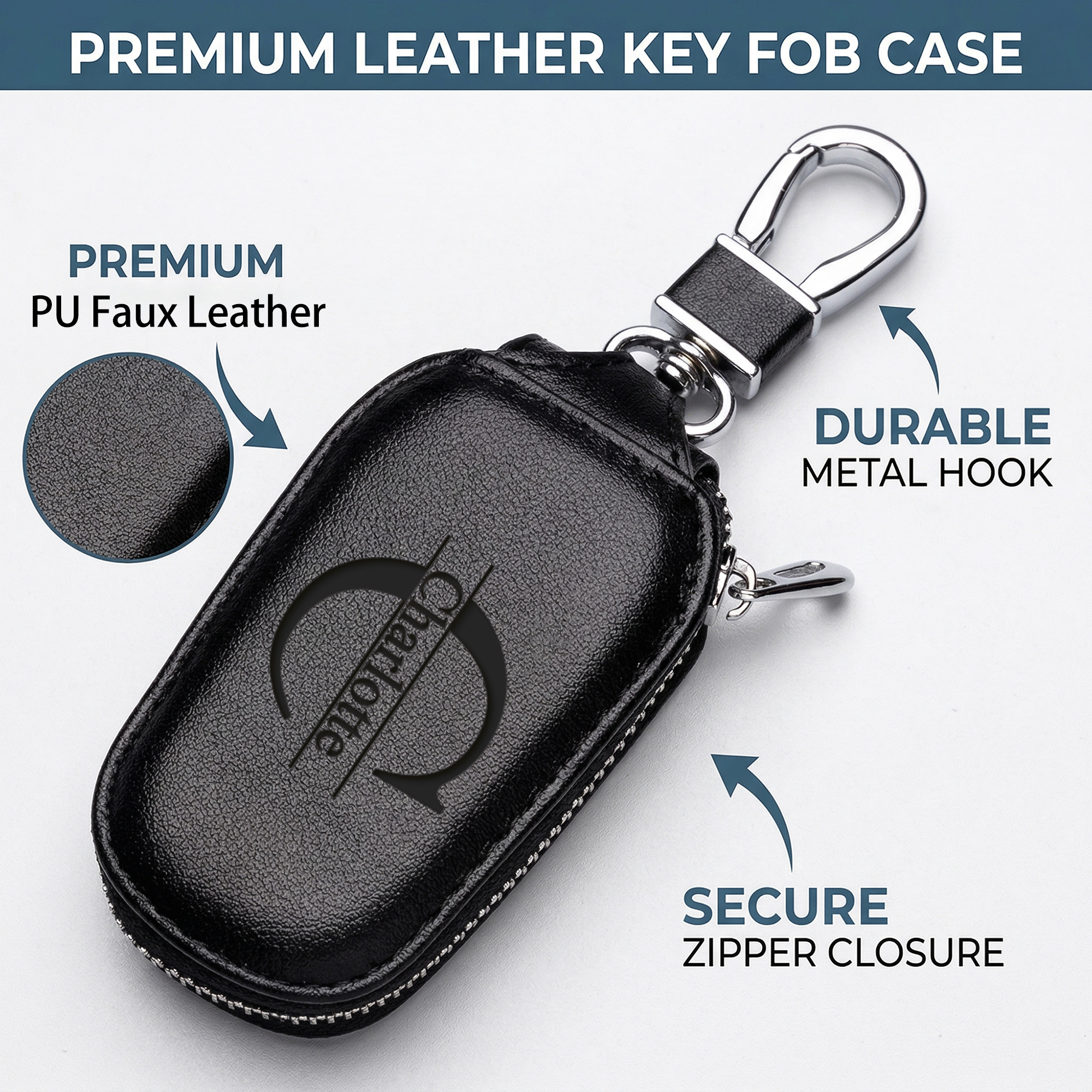 Personalized Custom Zipper Key – Monogram Keychain Leather recenzja i cena