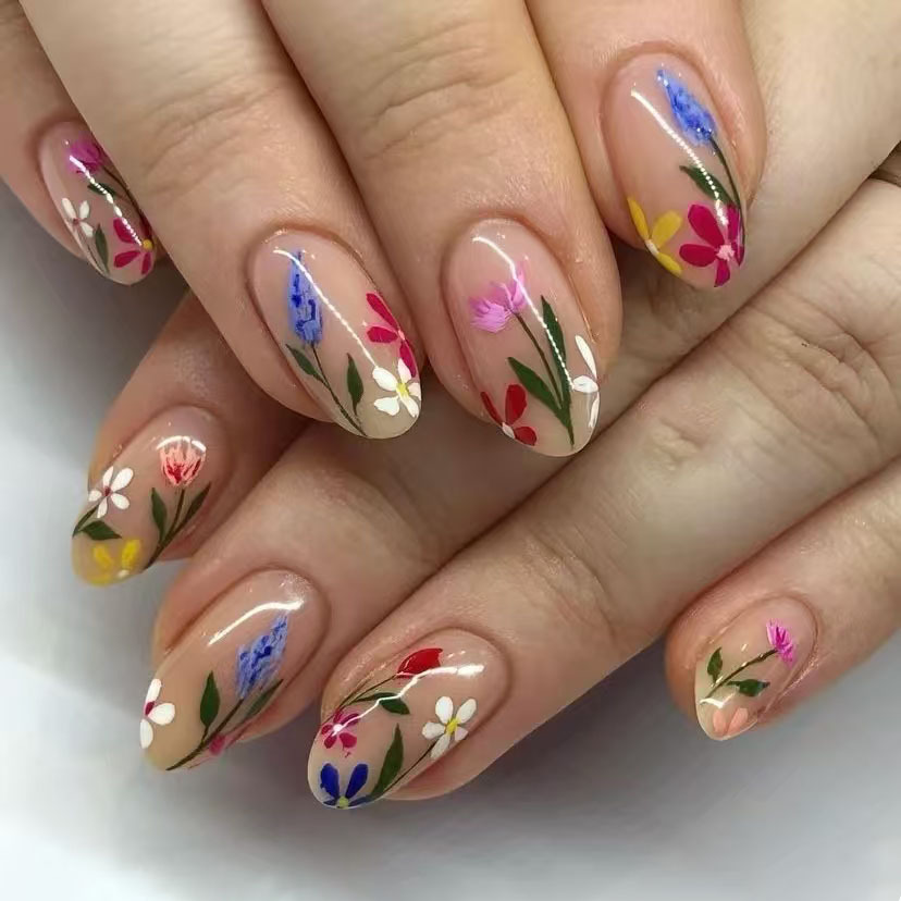 24Pcs Simple Almond Nails Tips – Pressed Flower Art recenzja i cena