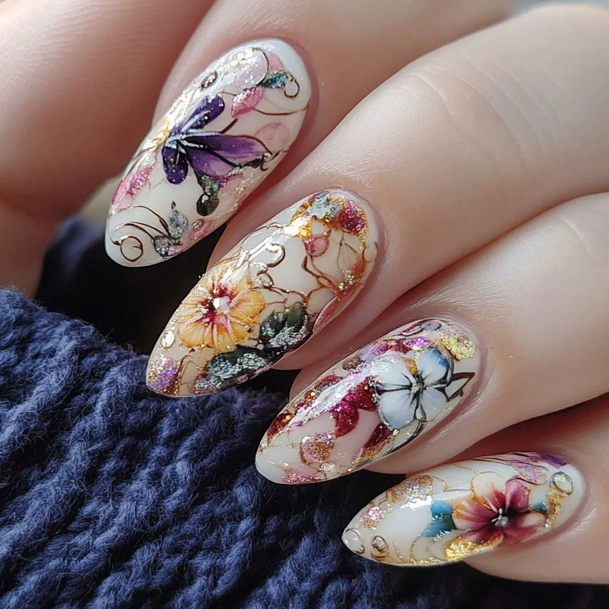 24Pcs Simple Almond Nails Tips – Pressed Flower Art recenzja i cena