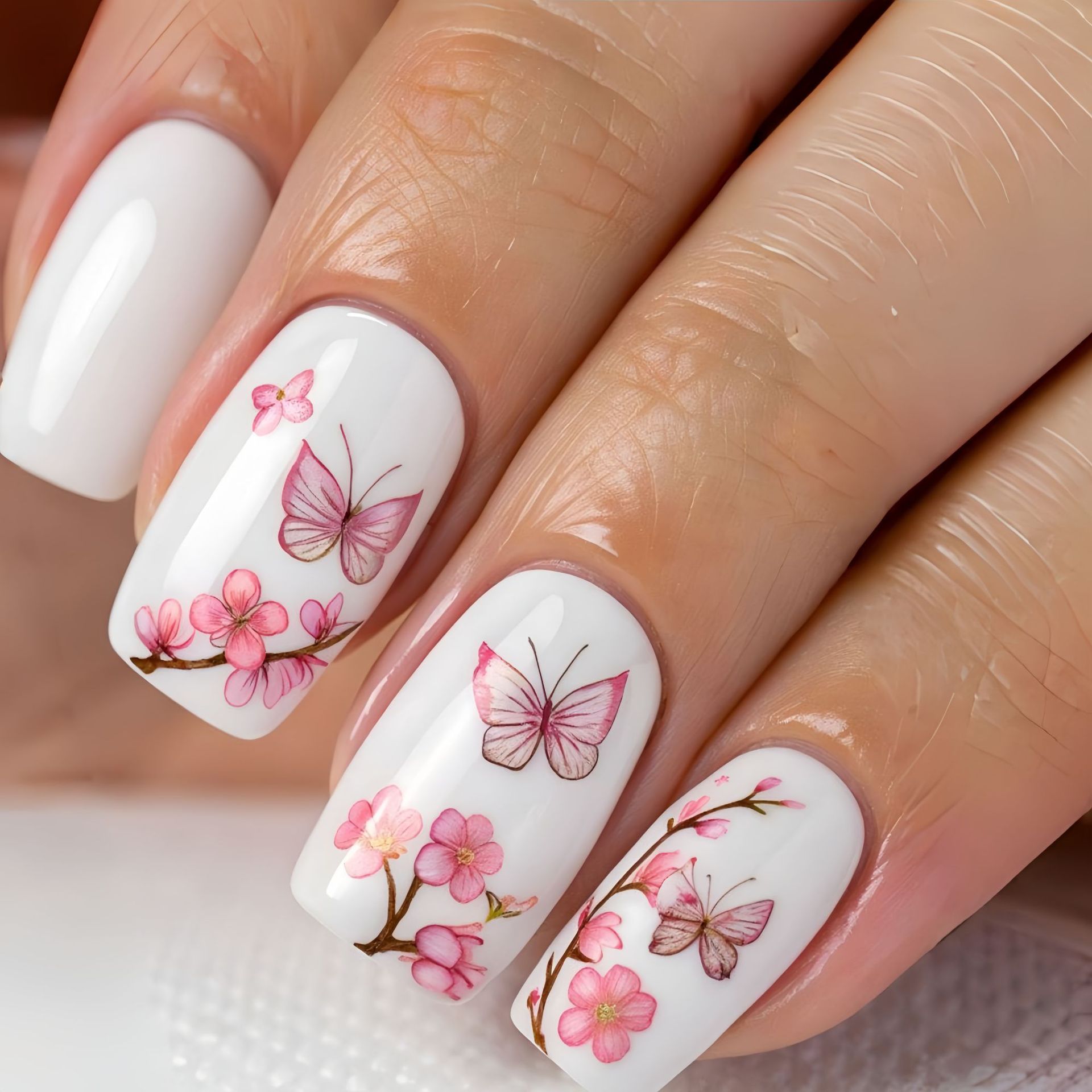 Medium fake nails for women gi – Pressed Flower Art recenzja i cena