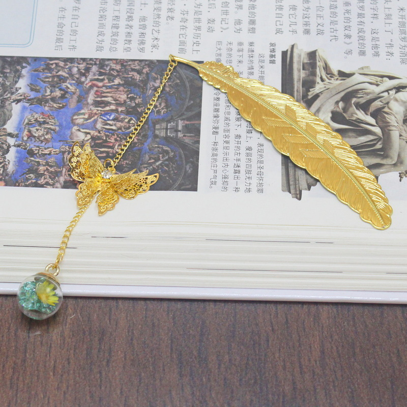 1pc Chinese Style Metal Feathe – Dried Flower Bookmark recenzja i cena