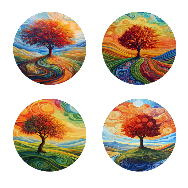 4 tree print coasters, suitabl – Family Tree Print recenzja i cena