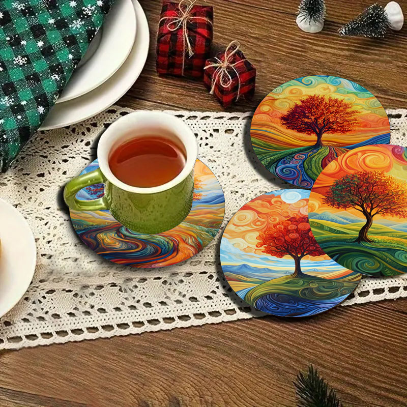 4 tree print coasters, suitabl – Family Tree Print recenzja i cena