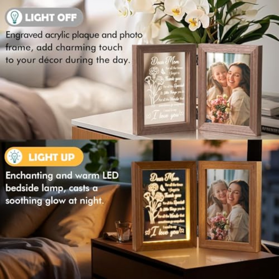 Mom Gifts from Daughters Son C – Engraved Wood Frame recenzja i cena