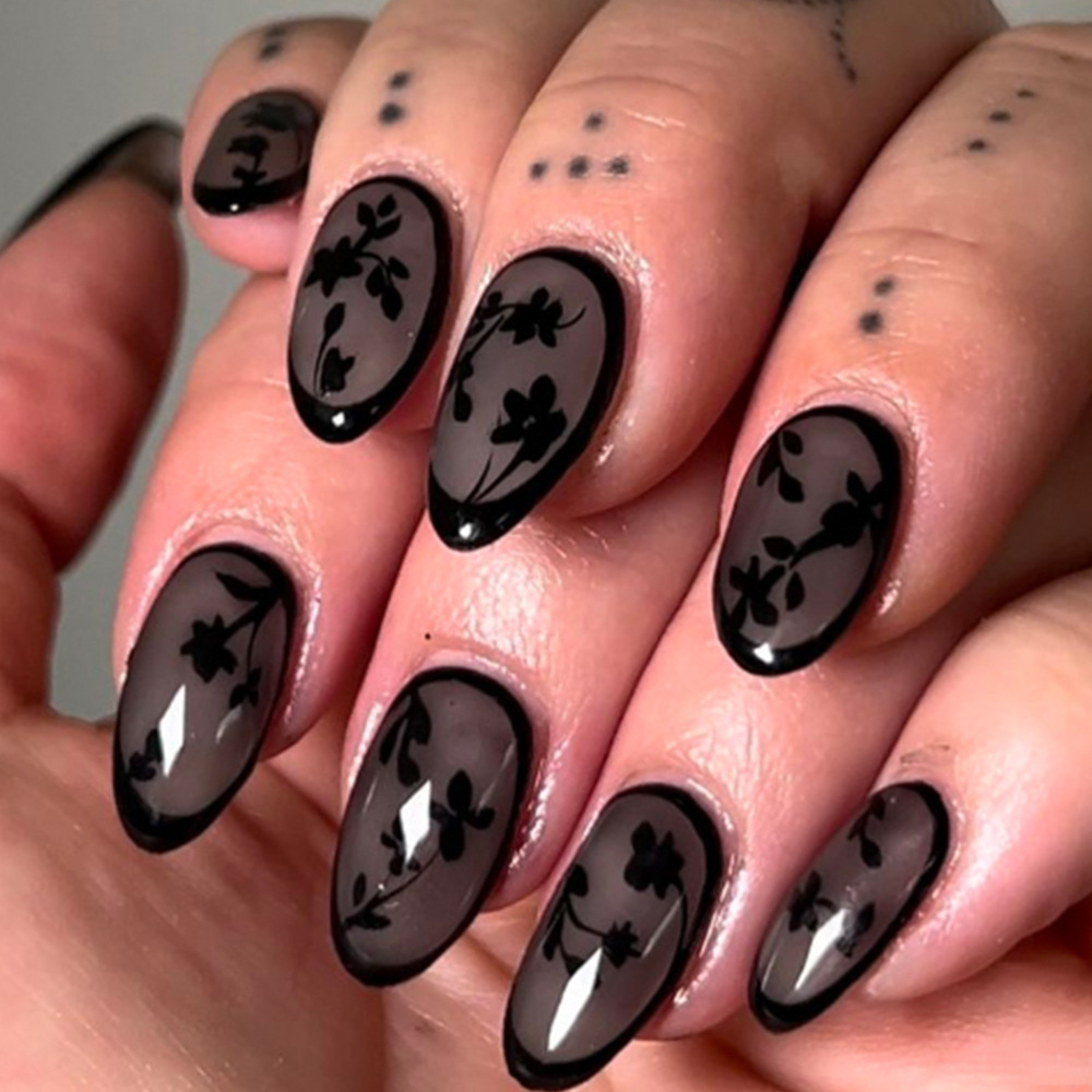 24pcs Leopard Print Brown Nail – Pressed Flower Art recenzja i cena