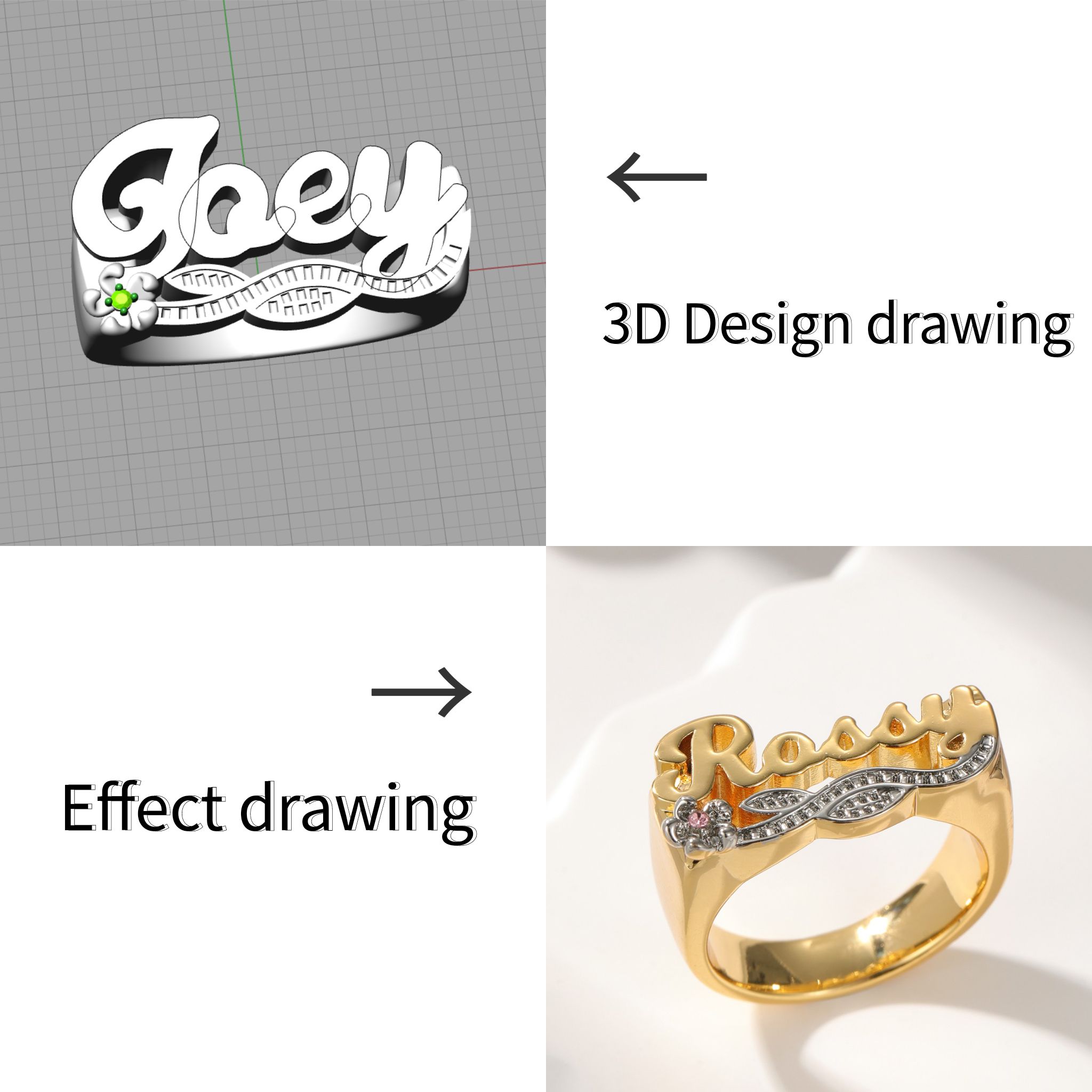 3D Name Ring Custom Diamond Na – Initial Ring Custom recenzja i cena