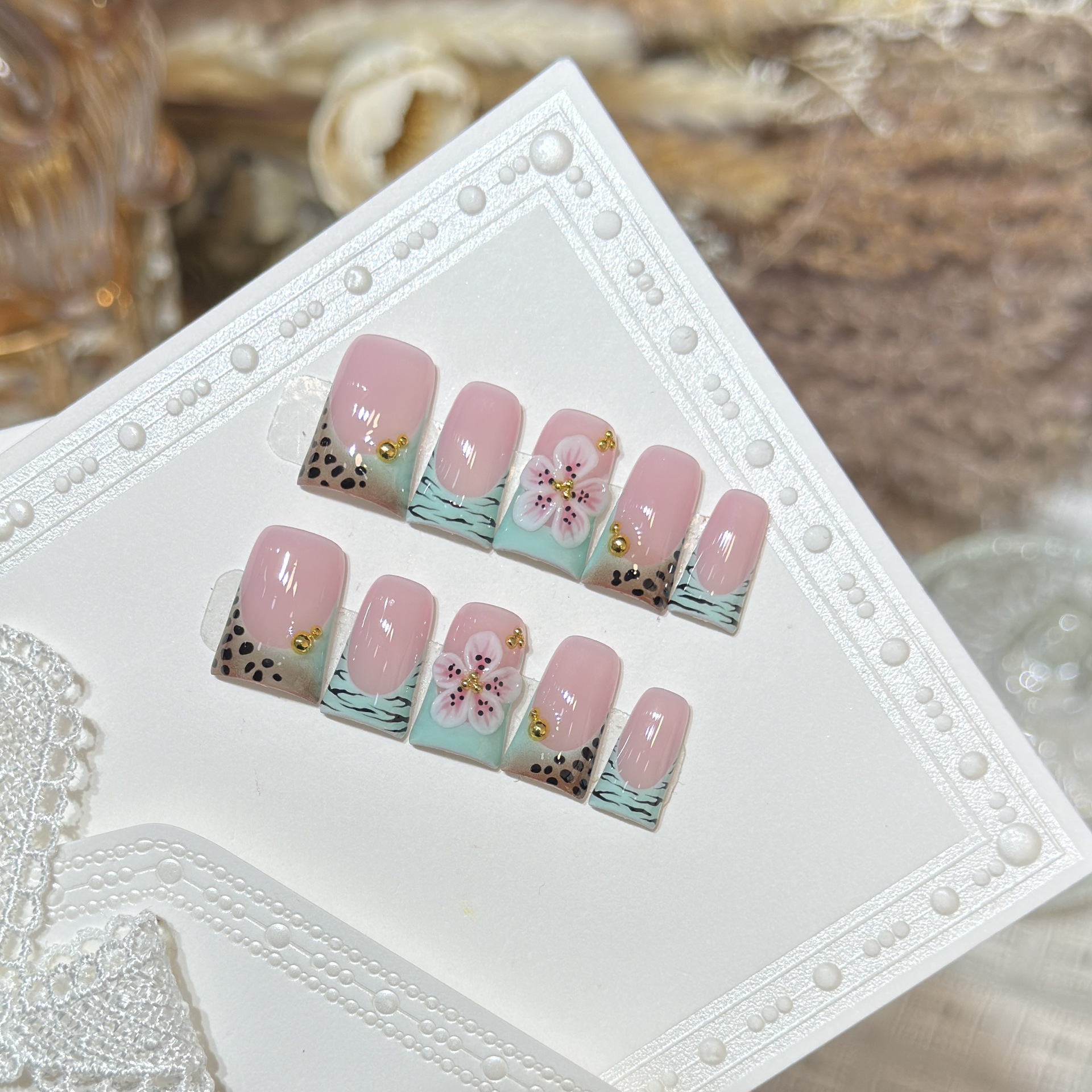 10pcs Press on Nails Duck Mout – Pressed Flower Art recenzja i cena