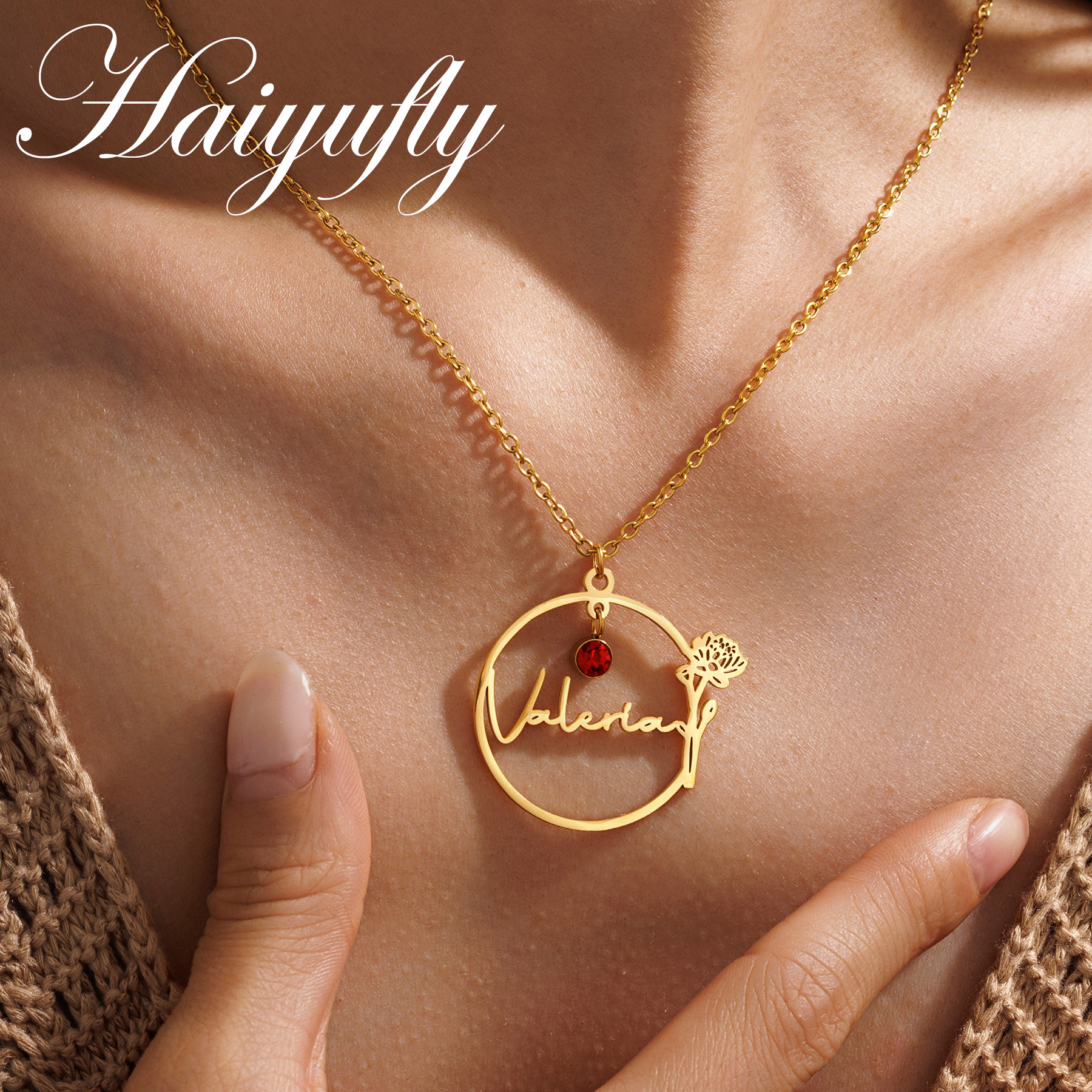 Haiyufly Custom Name Necklace  – Birth Flower Necklace recenzja i cena