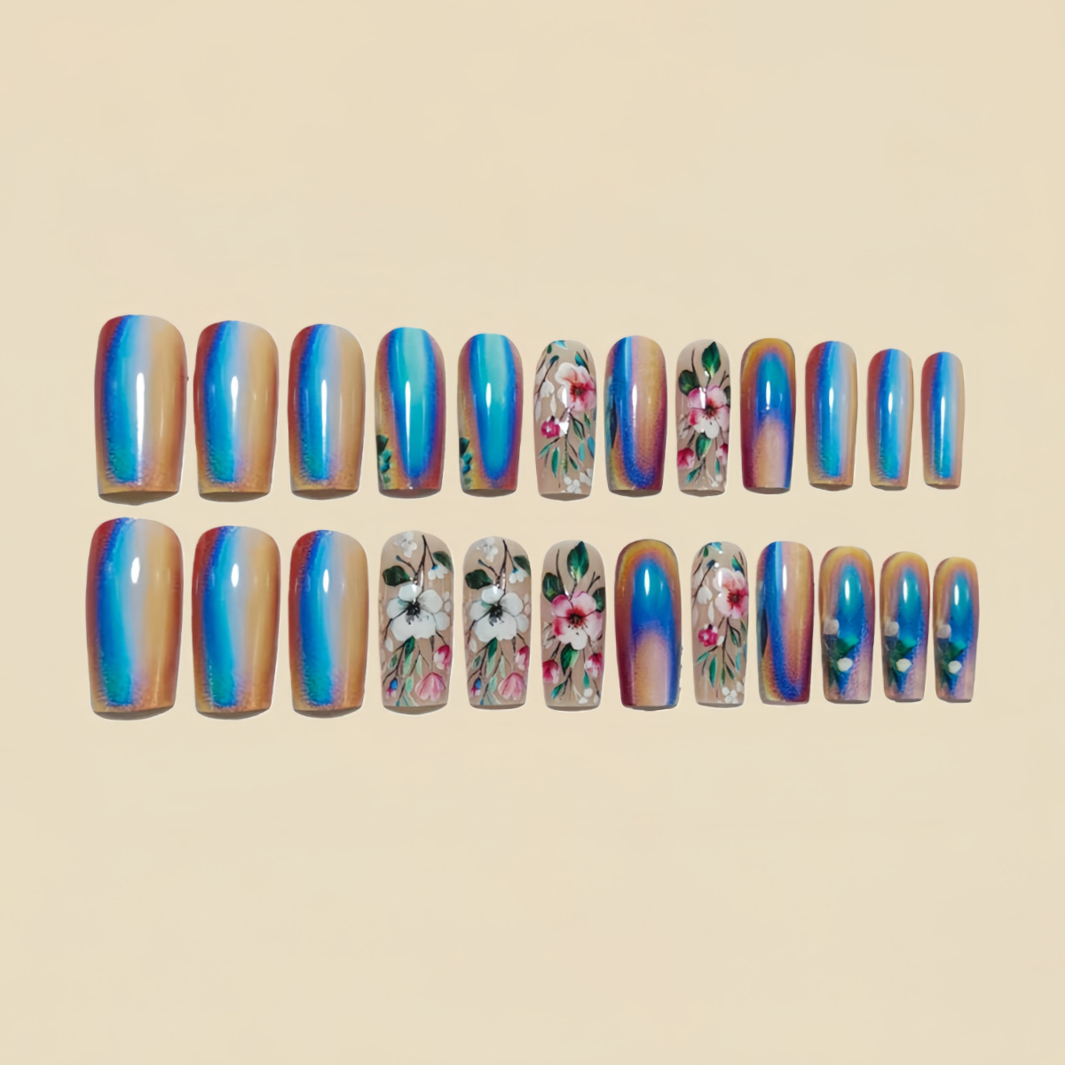 Medium long fake nails for wom – Pressed Flower Art recenzja i cena