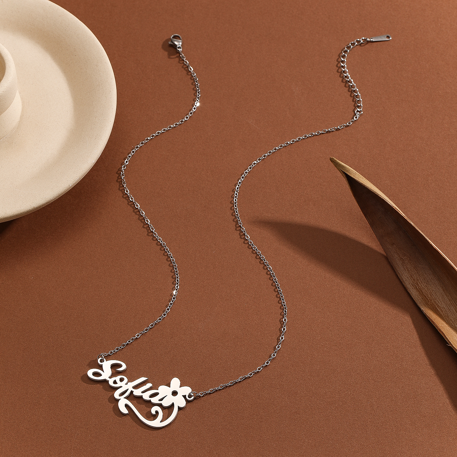 Stainless Steel Flower Letter  – Name Necklace Custom recenzja i cena