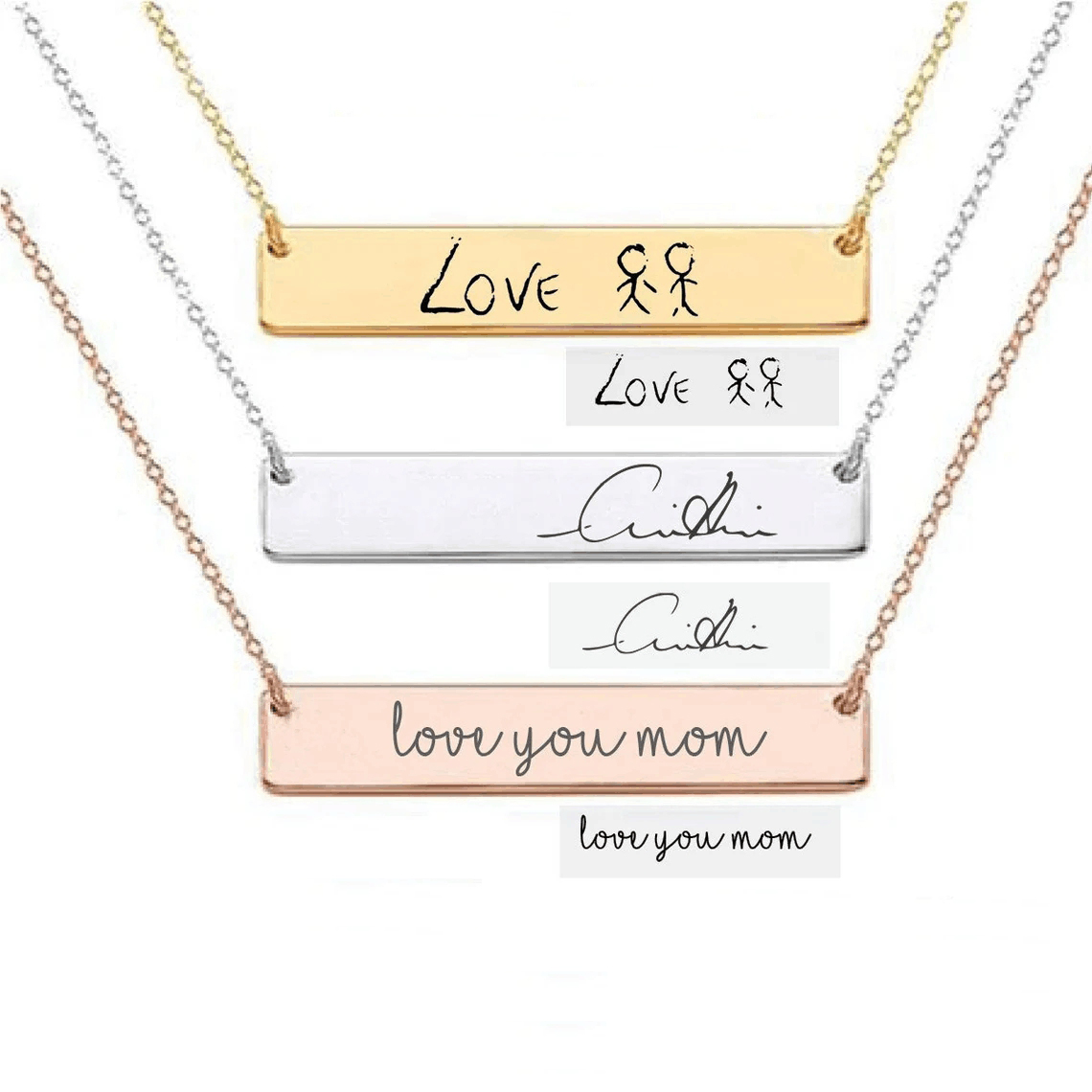 Actual Handwriting Bar Necklac – Handwriting Necklace Bar recenzja i cena