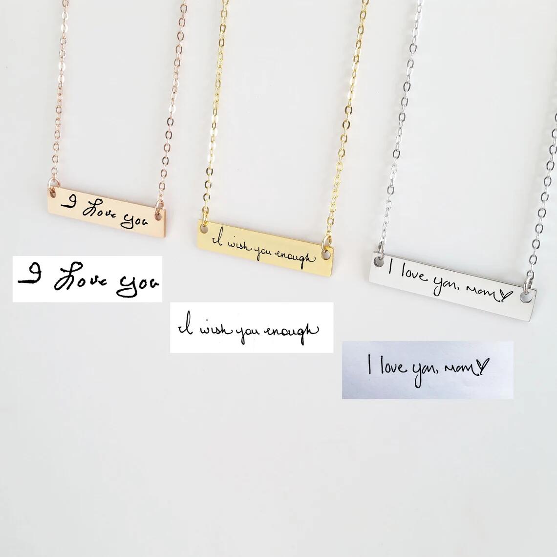 Actual Handwriting Bar Necklac – Handwriting Necklace Bar recenzja i cena