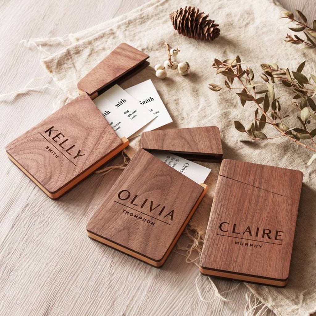 Business Card Holder Wooden Of – Personalized Name Box recenzja i cena