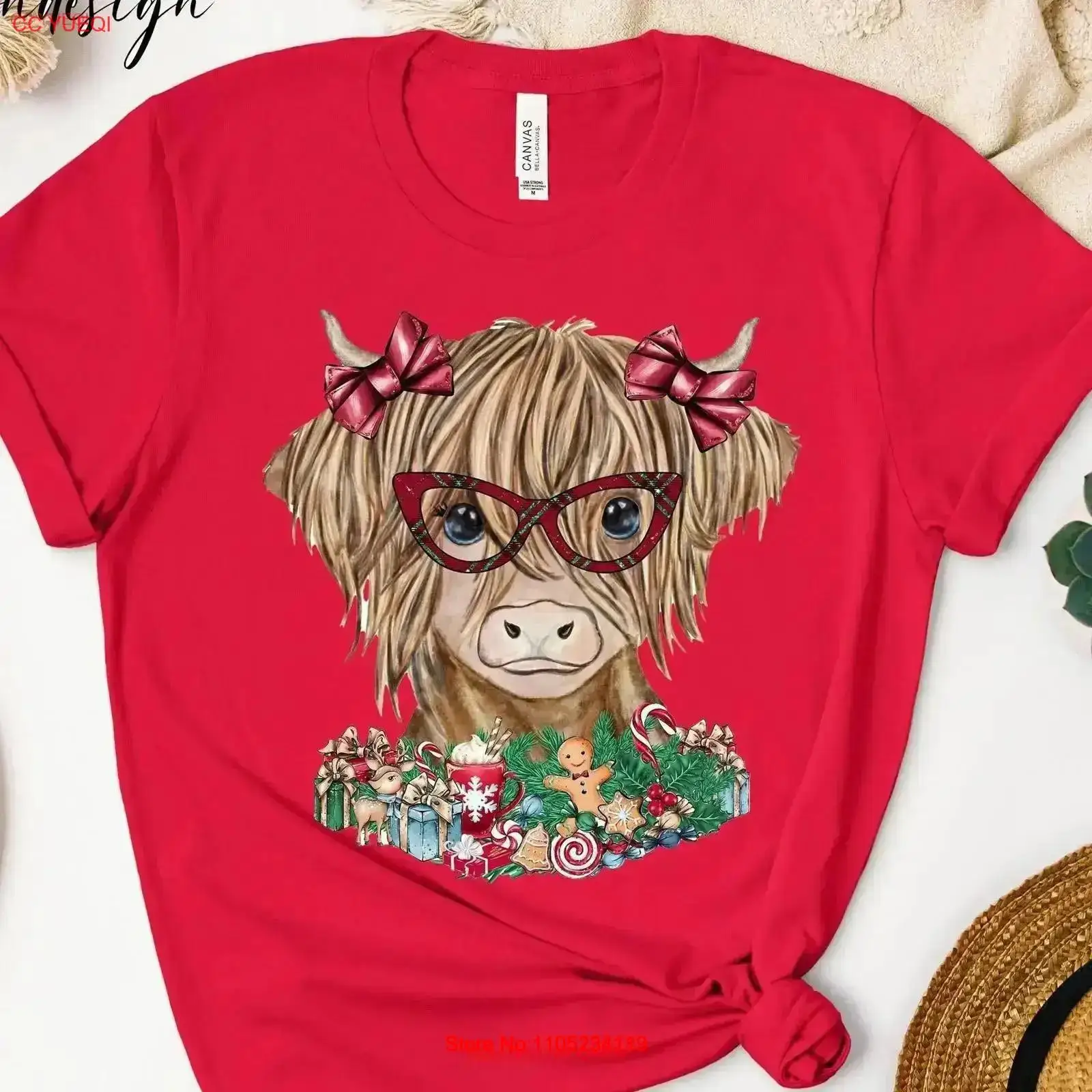 Christmas Highland Cow T Shirt – Family Tree Print recenzja i cena