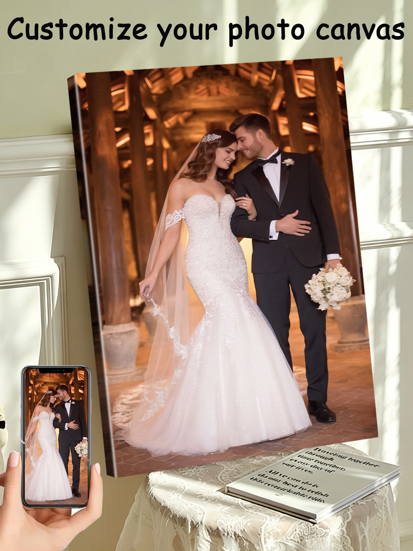 1 customized photo canvas, opt – Engraved Wood Frame recenzja i cena