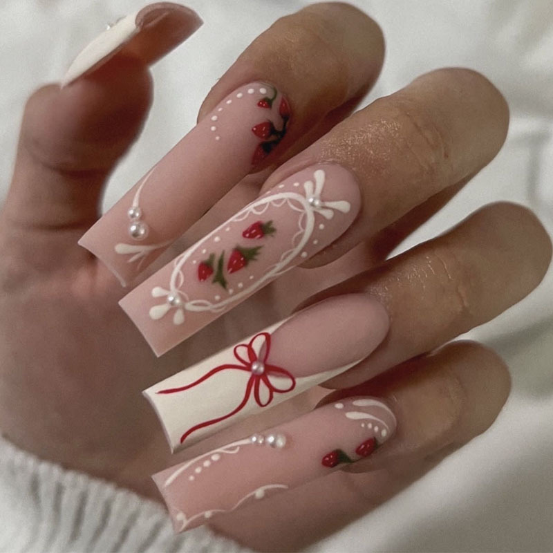 24pcs Flower Press on Nails Ar – Pressed Flower Art recenzja i cena